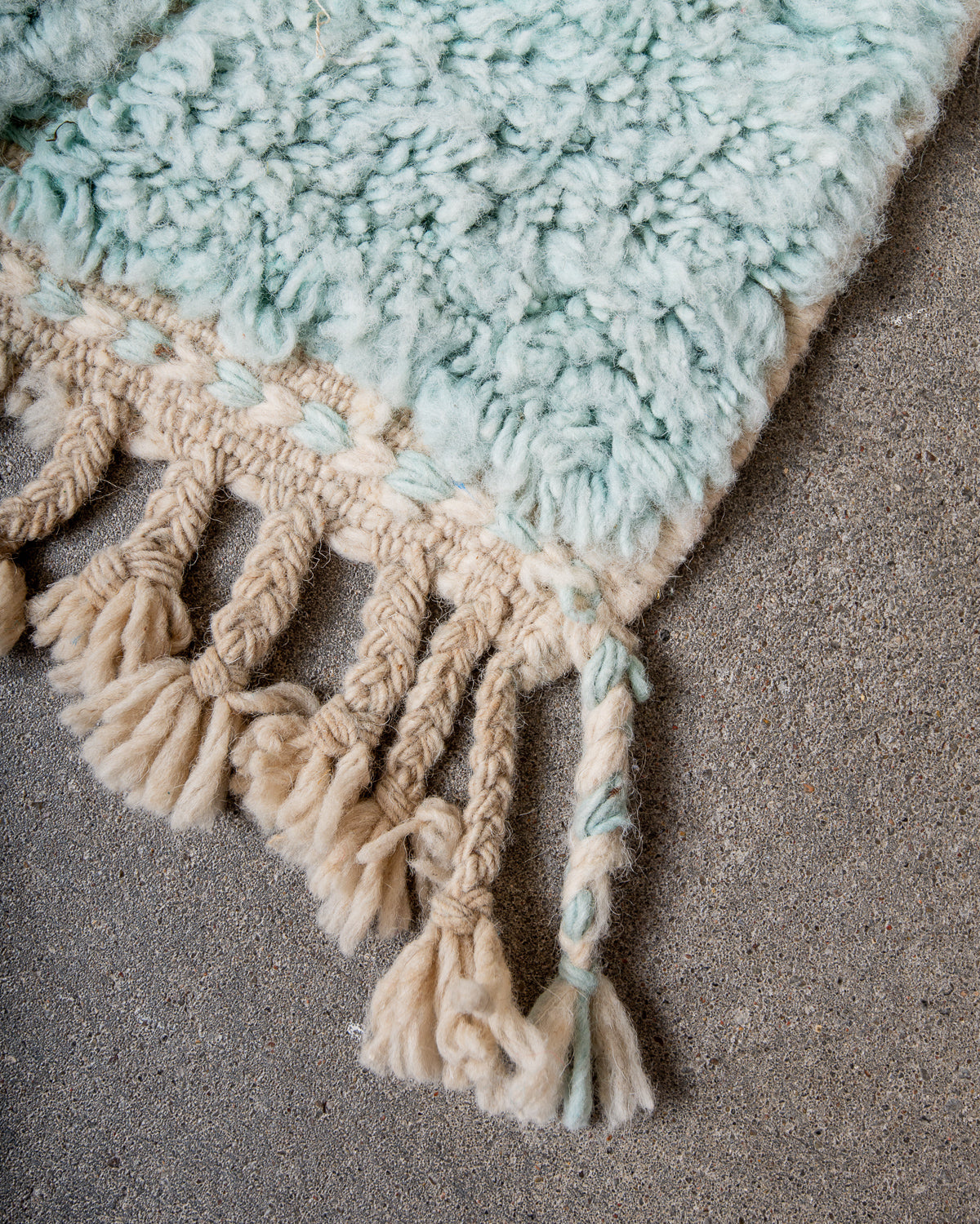 Modern, designer, handcrafted Berber rug from Morocco. Beniourain carpet with beautiful colours and patterns and fluffy wool texture.